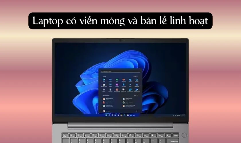 Bản lề của Lenovo V14 G4 được thiết kế chắc chắn, hỗ trợ góc mở lên đến 180 độ