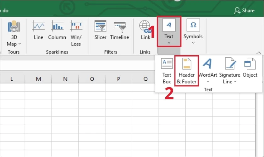 Đánh số trang trong Excel bằng Header/Footer
