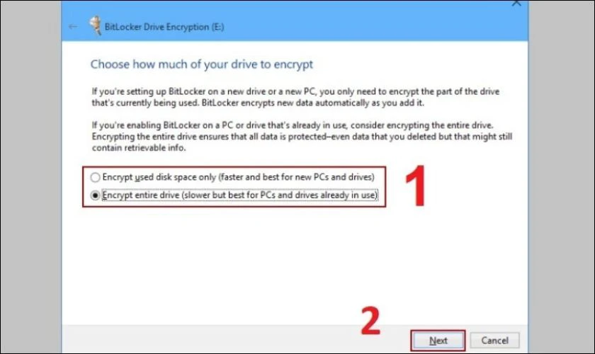 Mã hóa tin sau khi đặt mật khẩu với BitLocker