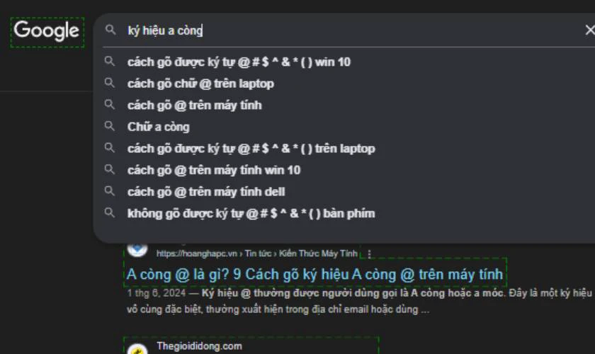 Copy và dán dấu a còng @