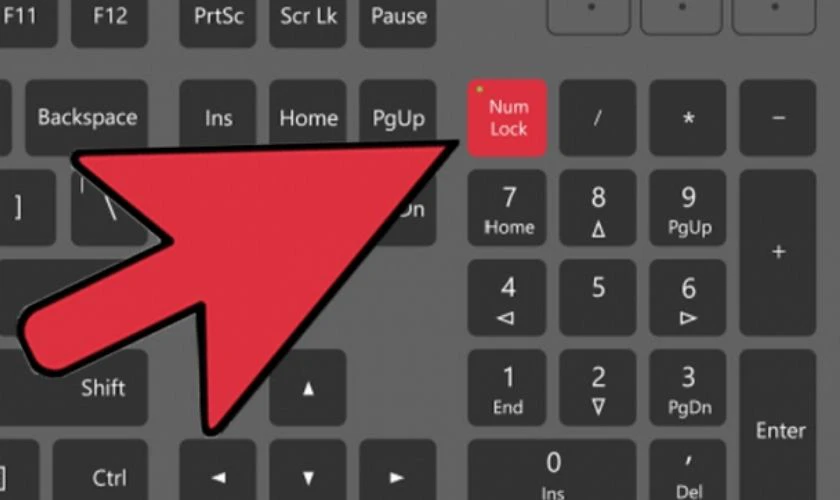 Bật phím Numlock để kích hoạt chế độ số trên bàn phím