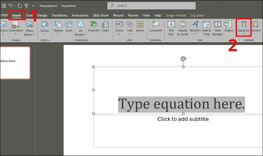 Cách gõ dấu căn bậc 2 trong PowerPoint