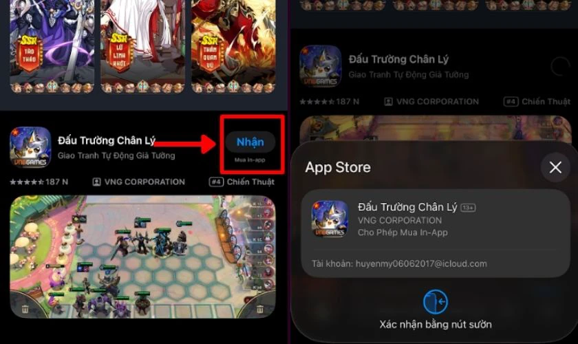Tiến hành nhận và cài đặt ứng dụng
