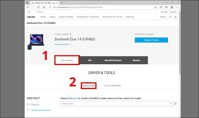 Vào phần Driver & Utilities