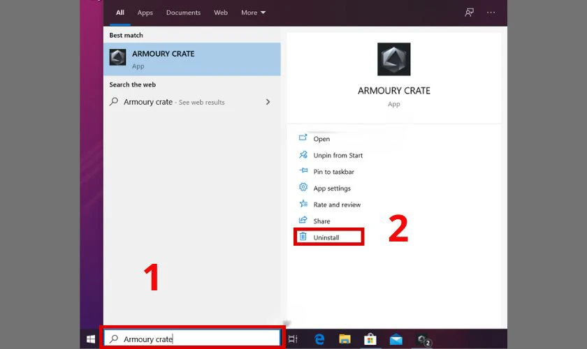Vào Settings, chọn Apps, sau đó tìm từng ứng dụng MyASUS