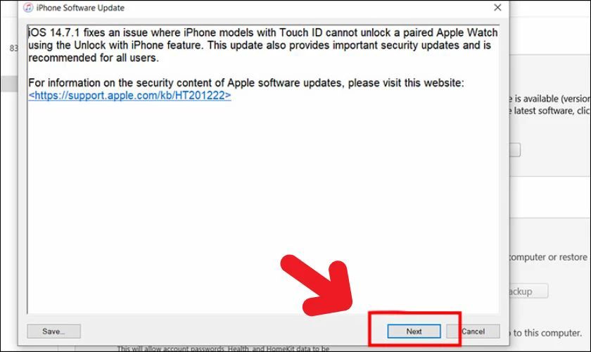 Bạn click chuột vào nút Next trên màn hình