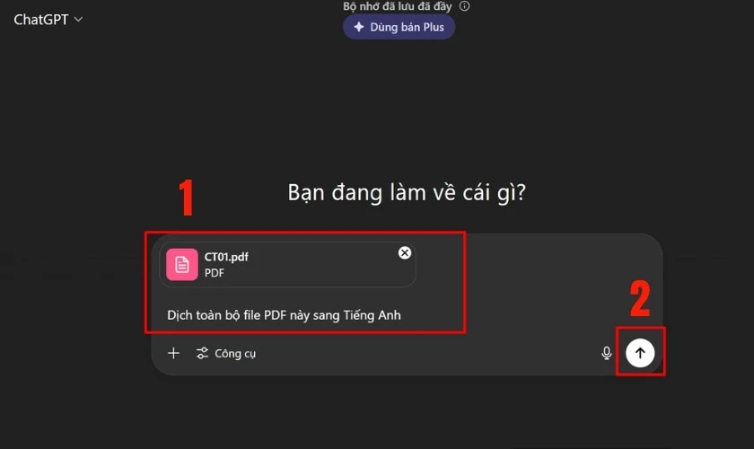 Nhập câu lệnh yêu cầu chatGPT