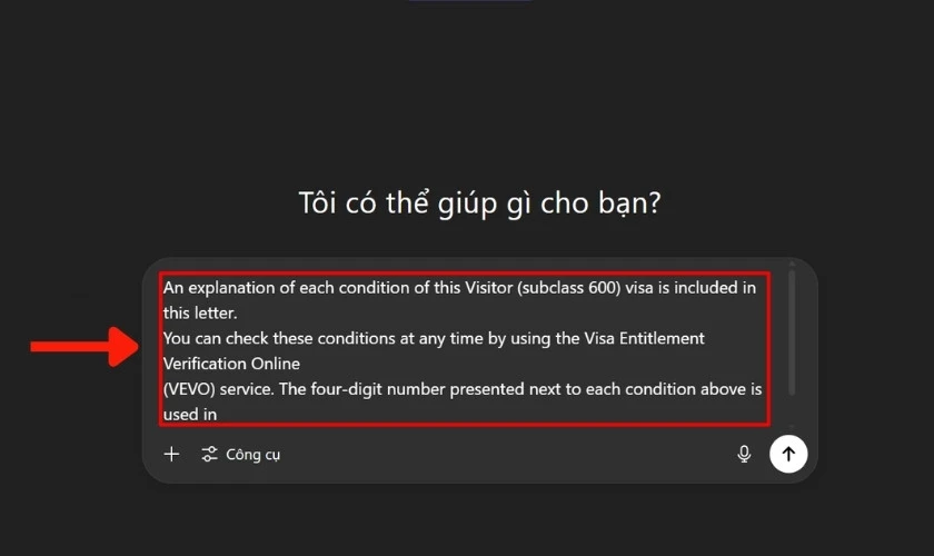 Dán văn bản vào cuộc trò chuyện trên ChatGPT