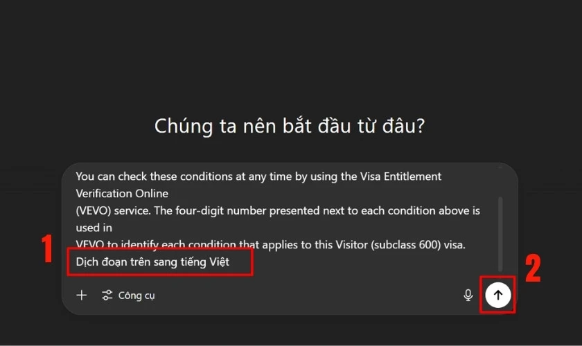 Chỉ định ngôn ngữ bạn muốn dịch và chờ kết quả