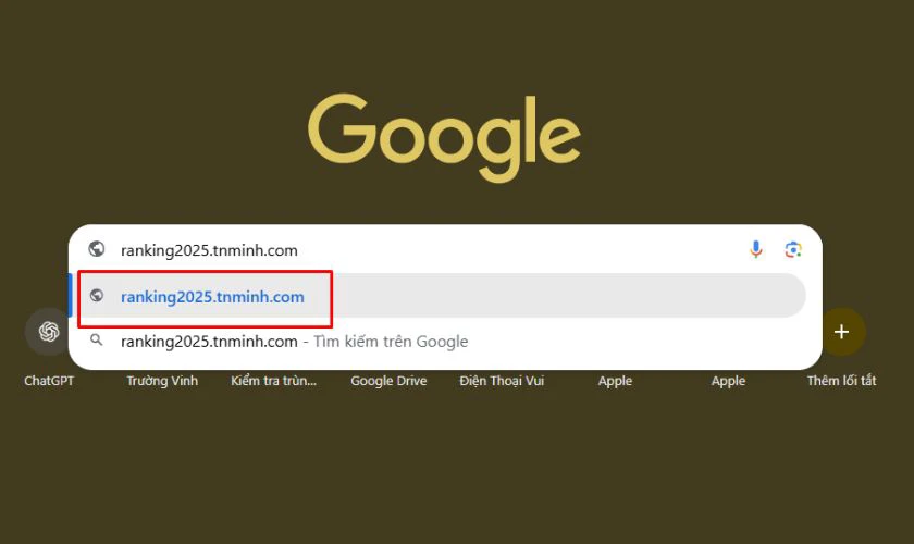 Điểm thi mình đứng thứ mấy toàn quốc ranking2025.tnminh.com: Bước 2