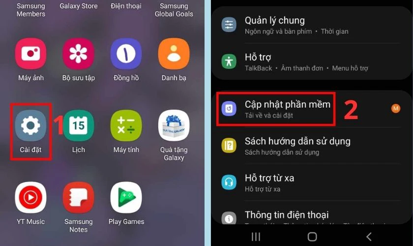 Mở ứng dụng Cài đặt và chọn Cập nhật phần mềm