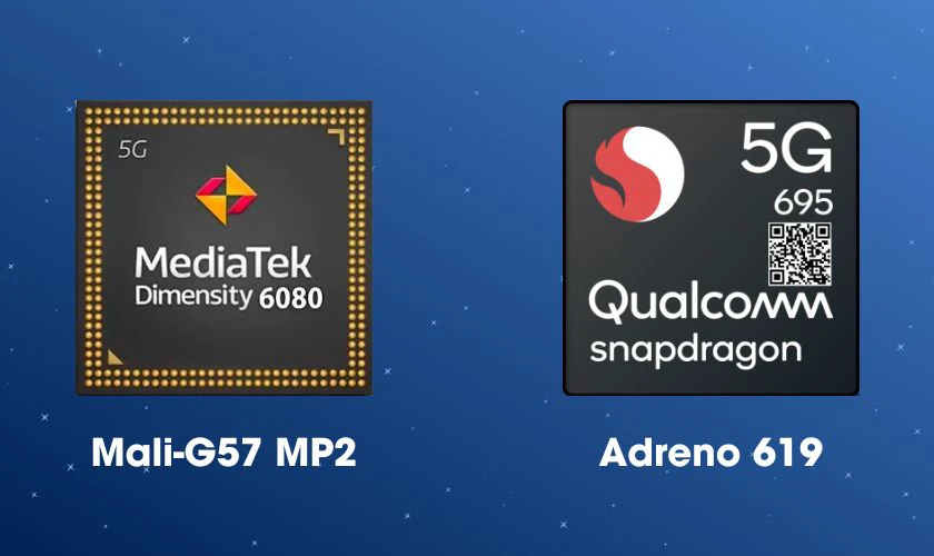 Hiệu năng GPU của chip Dimensity 6080 và chip Snapdragon 695 có sự khác biệt không?