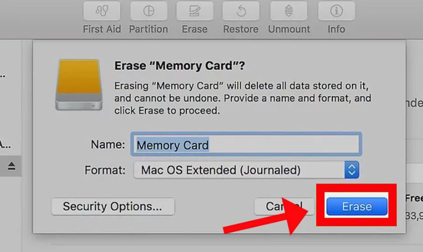 Cách định dạng thẻ nhớ trên macOS