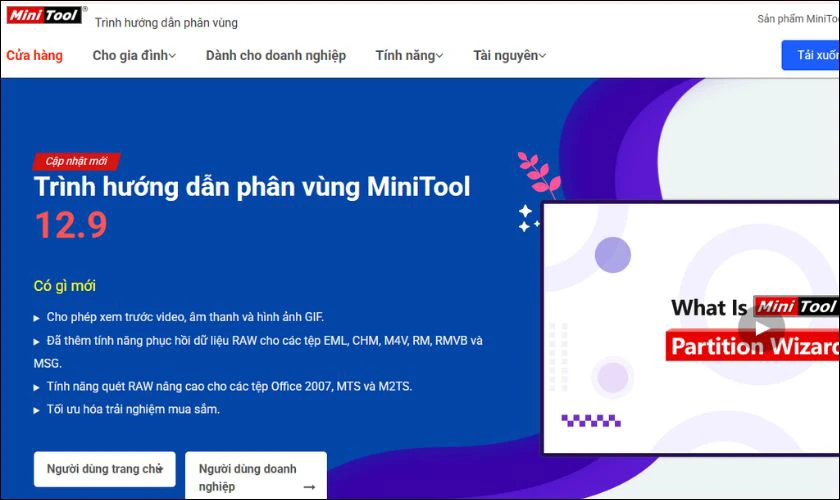 MiniTool Partition Wizard là công cụ hỗ trợ quản lý phân vùng ổ đĩa