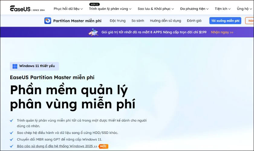 EaseUS Partition Master là phần mềm định dạng thẻ nhớ
