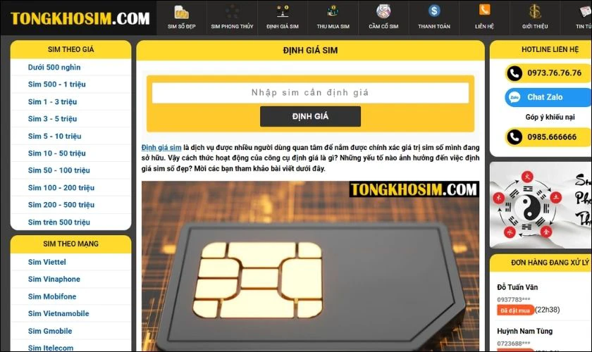 Tổng kho SIM là trang web chuyên mua bán và định giá SIM số đẹp online tại Việt Nam