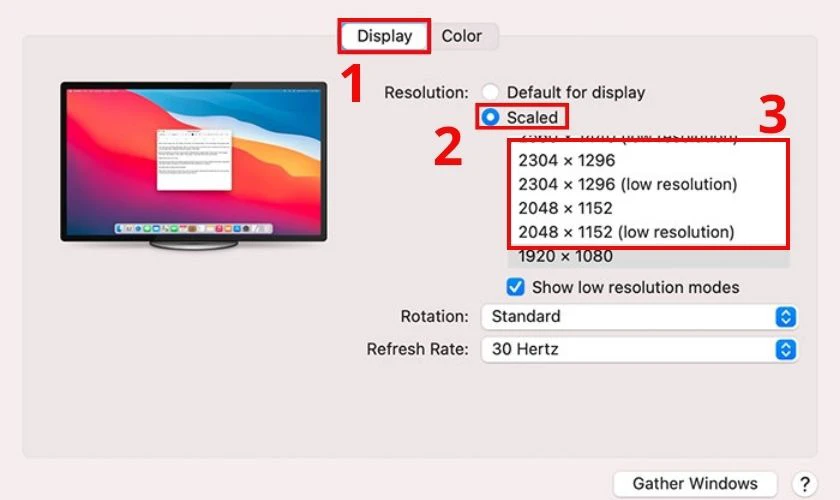Cách thiết lập độ phân giải 2K trên macOS