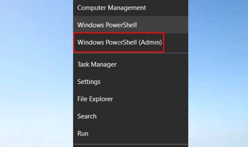Nhấp chuột phải vào biểu tượng Windows rồi chọn Windows PowerShell