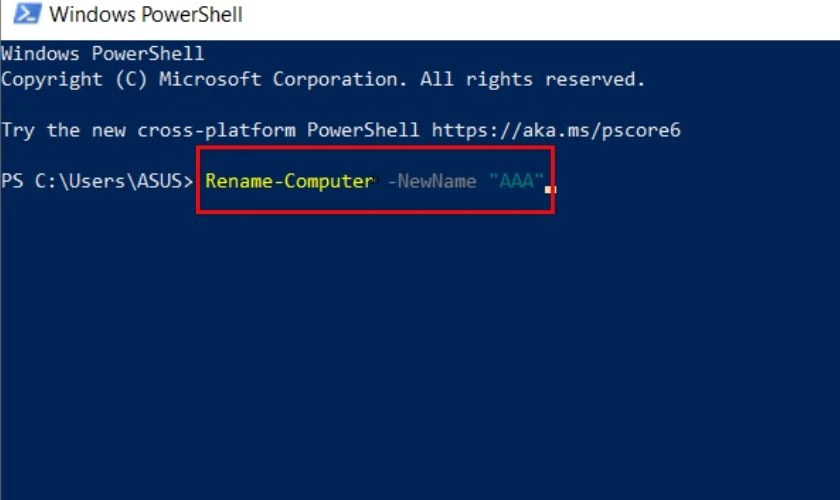 Cách đổi tên máy tính Win 10 bằng Windows PowerShell