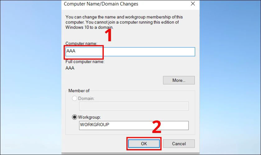 Cách đổi tên máy tính Windows 10 bằng Control Panel