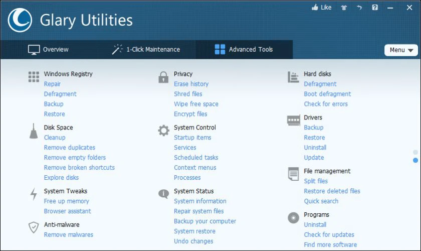 Glary Utilities Pro 5 app dọn rác máy tính