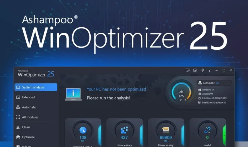 Ashampoo WinOptimizer app dọn rác máy tính