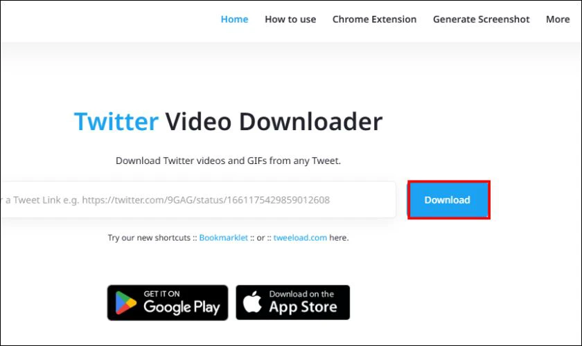 Download video Twitter 1080p với Tweeload.com