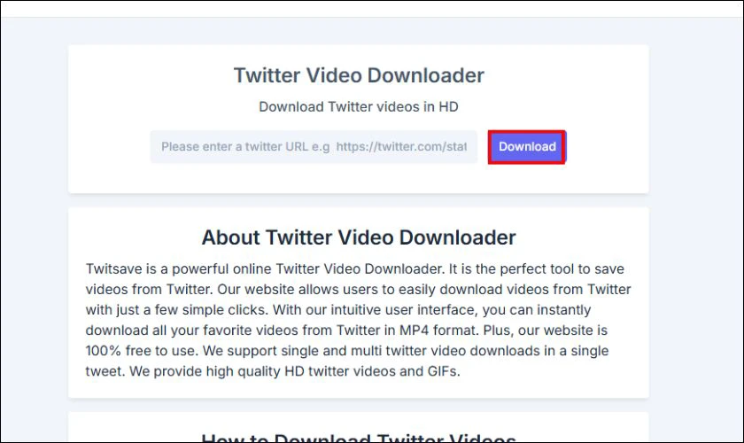Dán liên kết vào ô đó rồi nhấn nút Download ở bên phải