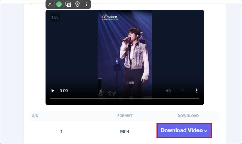 Nhấn Download Video