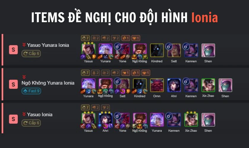 Trang bị cần thiết cho các chủ lực chơi đội hình Ionia Tốc Độ DTCL
