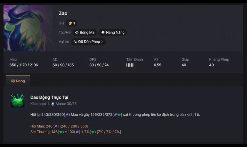 Cơ chế tộc của Zac trong DTCL mùa mới nhất