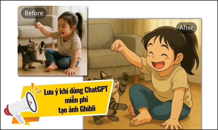 Lưu &yacute; khi d&ugrave;ng ChatGPT miễn ph&iacute; tạo ảnh Ghibli