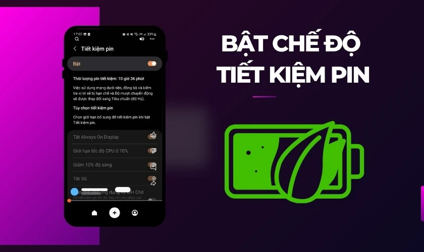 Bật chế độ tiết kiệm Pin