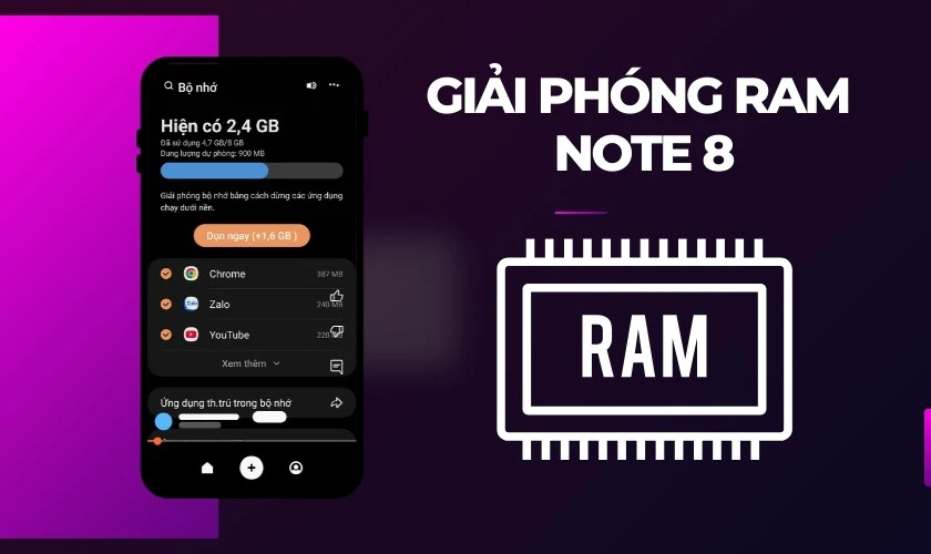 Giải phóng RAM Note 8