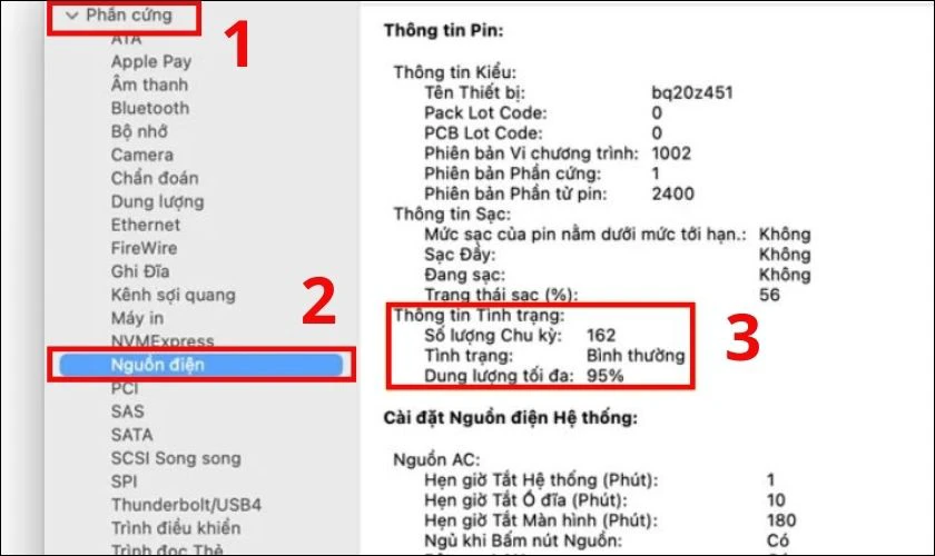 Kiểm tra dung lượng và tình trạng pin