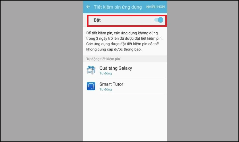 Tiết kiệm pin ứng dụng