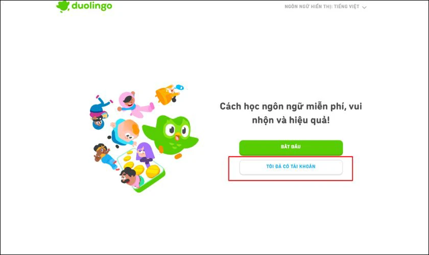 Cách đăng nhập Duolingo trên máy tính