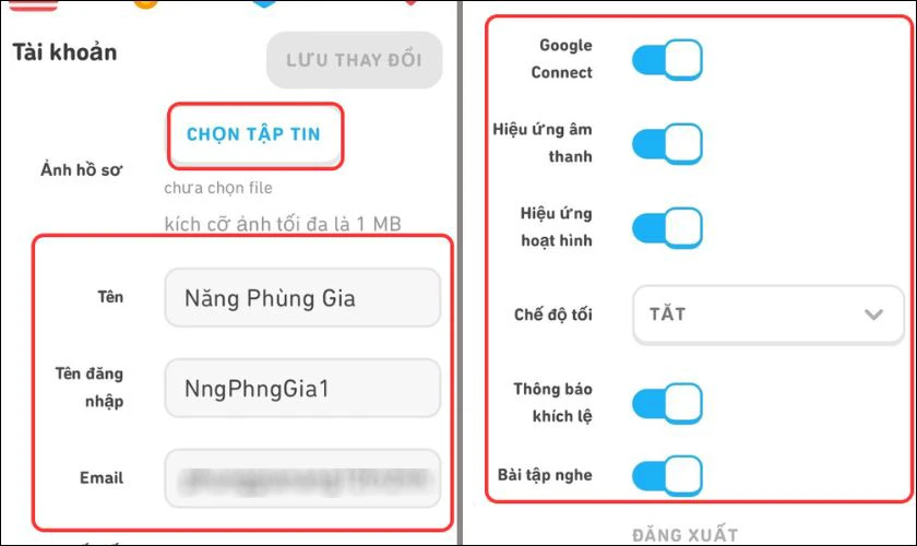 Lúc này bạn có thể tự do tùy chỉnh các thông tin cá nhân của bạn