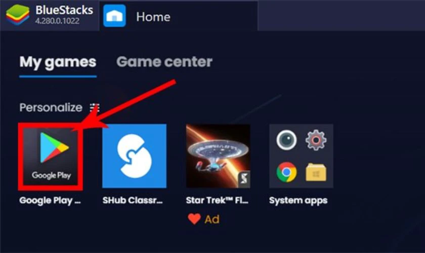 Sau khi đã cài đặt, bạn hãy mở giả lập BlueStacks và nhấn chọn Google Play