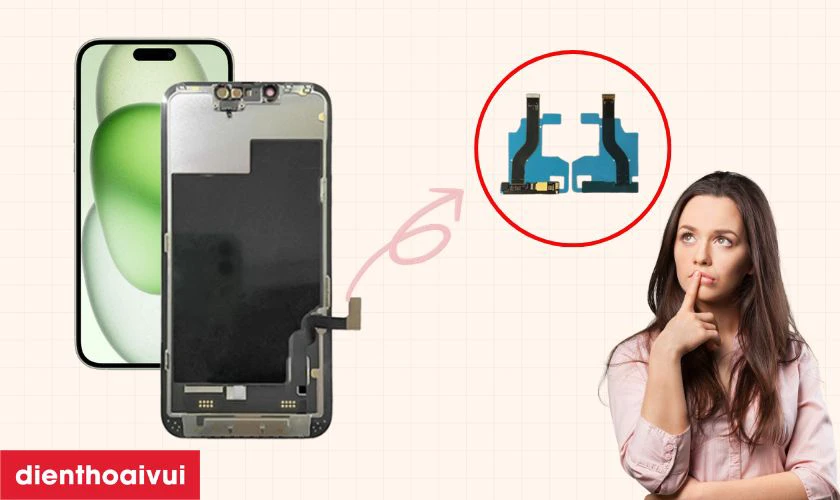 Ép cổ cáp màn hình iPhone 15 Plus là gì?