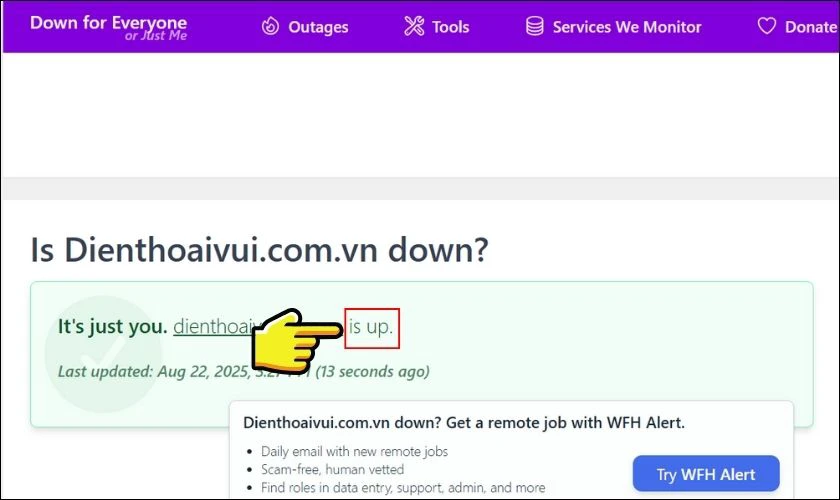 Kiểm tra trang web để sửa lỗi ERR_CONNECTION_REFUSED