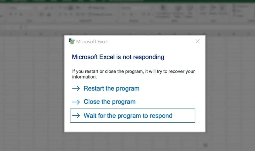 Dấu hiệu lỗi Not Responding trong Excel là gì?