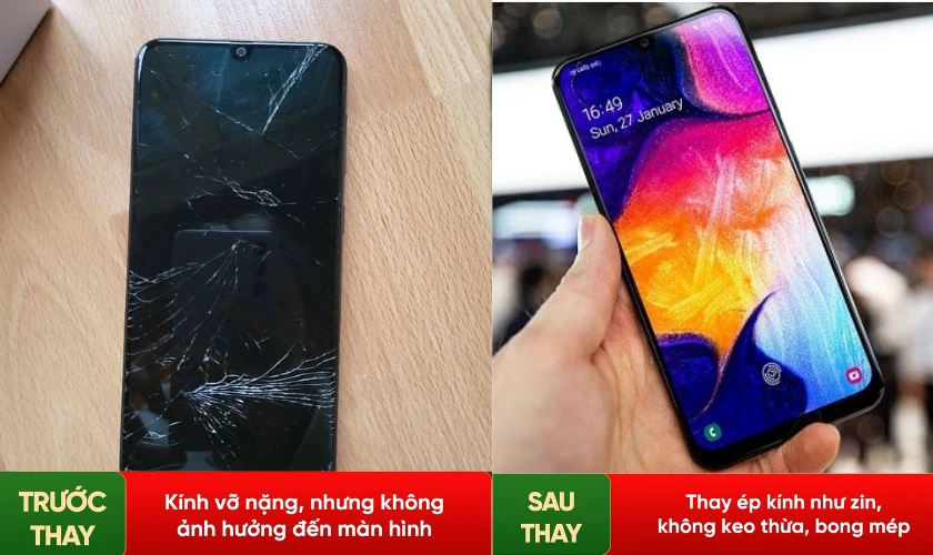 thay ép kính samsung a50