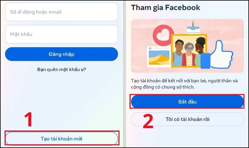 Tạo đăng ký tài khoản trên App Facebook