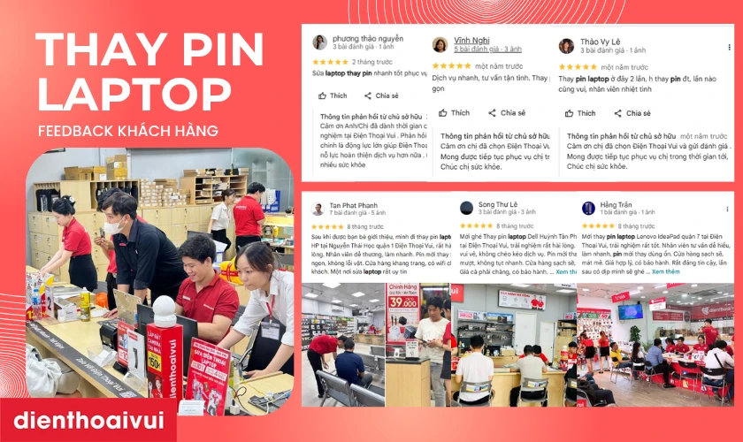 Feedback kh&aacute;ch h&agrave;ng thay pin laptop tại Điện Thoại Vui