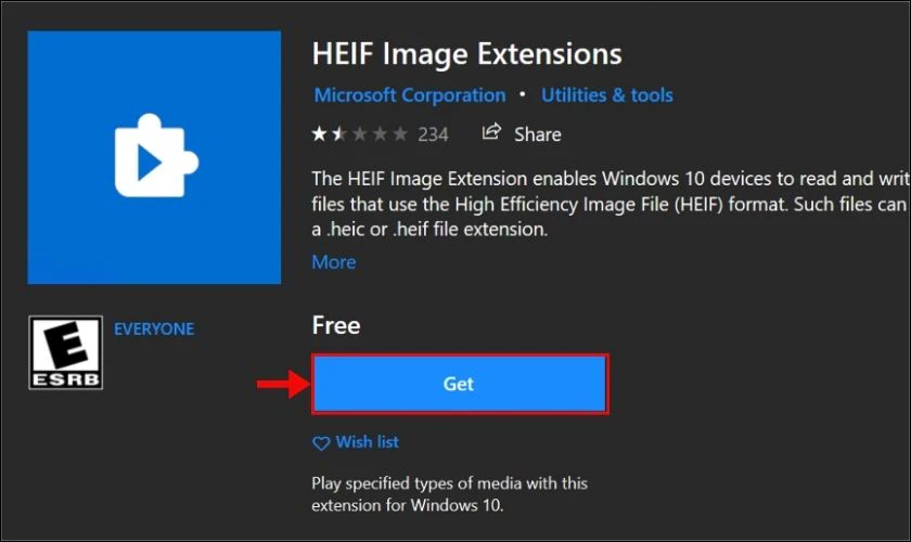 Tìm và tải HEIF Image Extensions về máy