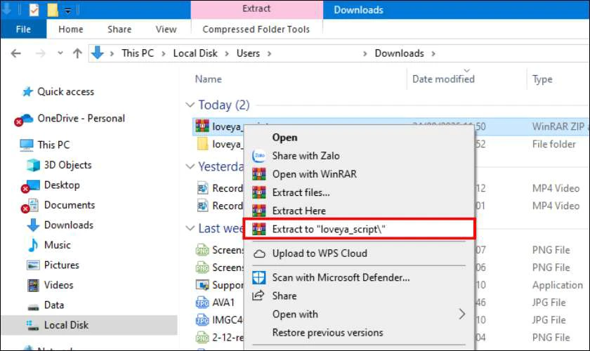 Giải nén và cài đặt