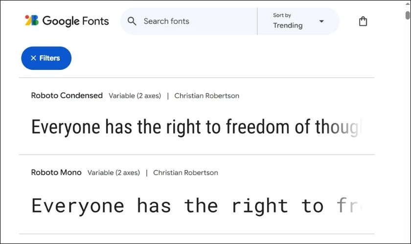 Google Fonts - Website Font chữ 30/4