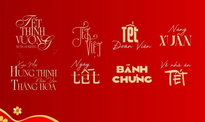 Mẫu kết hợp các cặp font chữ Tết 2026 đẹp, hot trend