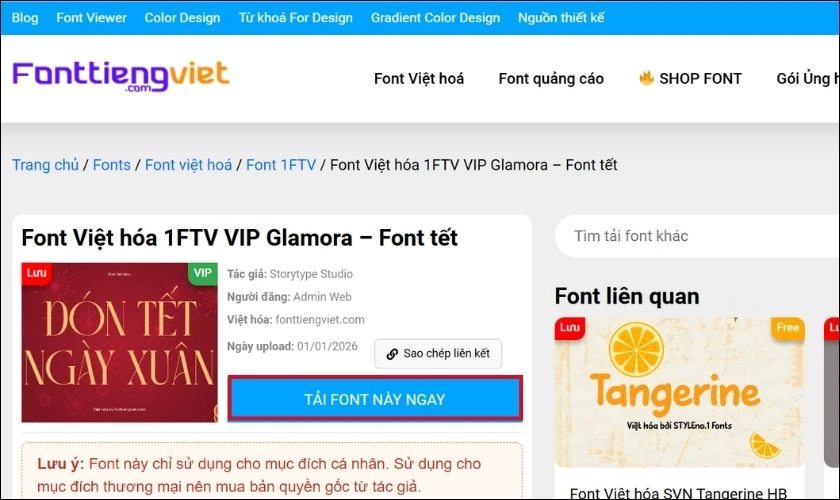 Tải font chữ về máy